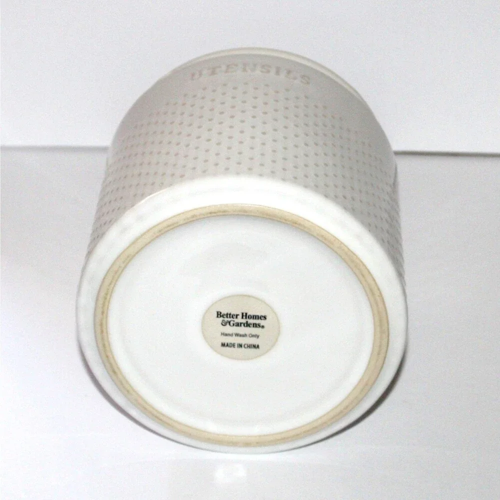 Better Homes & Gardens Modern Farmhouse Utensil Holder large white stoneware 7